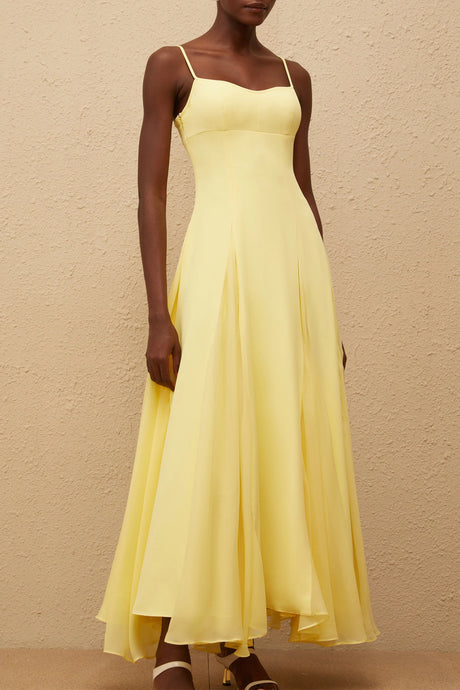 Ambra Maxi Dress Yellow Pleated