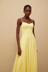 Sofie Yellow Pleated Maxi Dress