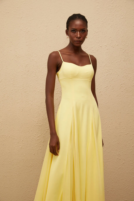 Ambra Maxi Dress Yellow Pleated