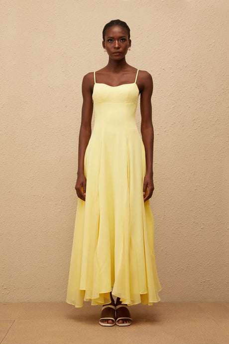 Ambra Maxi Dress Yellow Pleated