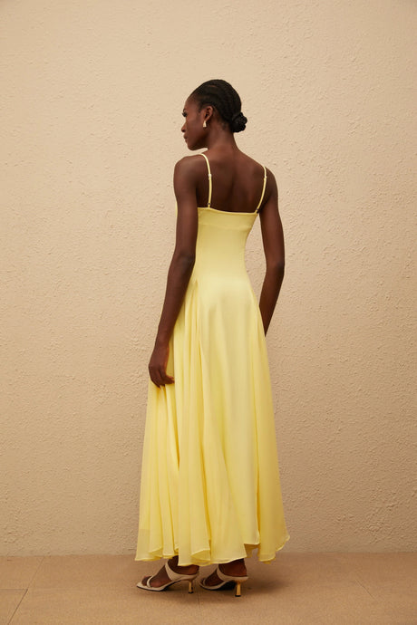 Ambra Maxi Dress Yellow Pleated