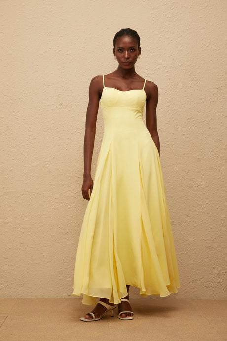 Ambra Maxi Dress Yellow Pleated