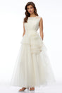 Solange Ivory Sleeveless Chiffon Maxi Dress with 3D Florals