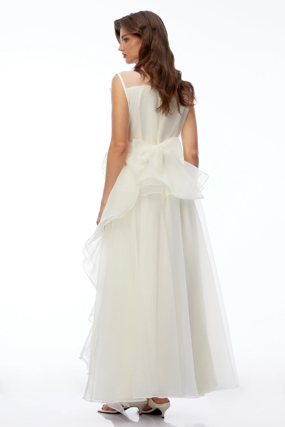 Solange Ivory Sleeveless Chiffon Maxi Dress with 3D Florals