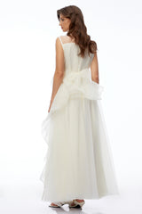 Solange Ivory Sleeveless Chiffon Maxi Dress with 3D Florals