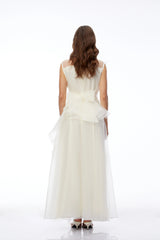 Solange Ivory Sleeveless Chiffon Maxi Dress with 3D Florals