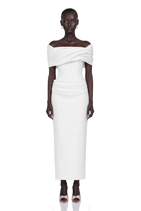Annabelle Midi Dress White Draped