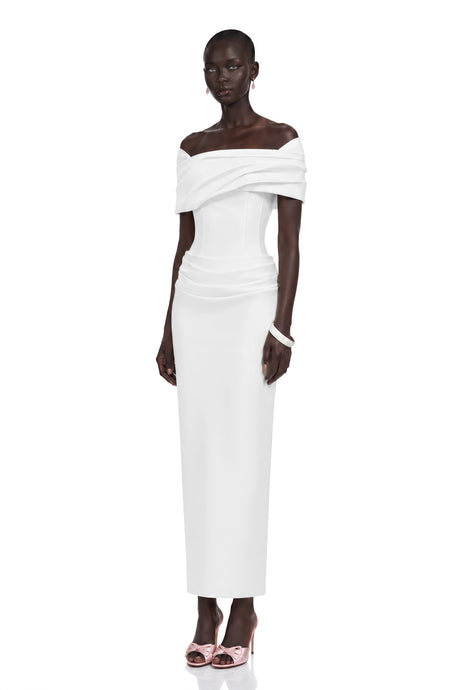 Annabelle Midi Dress White Draped