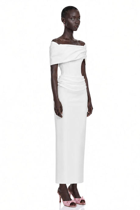 Annabelle Midi Dress White Draped