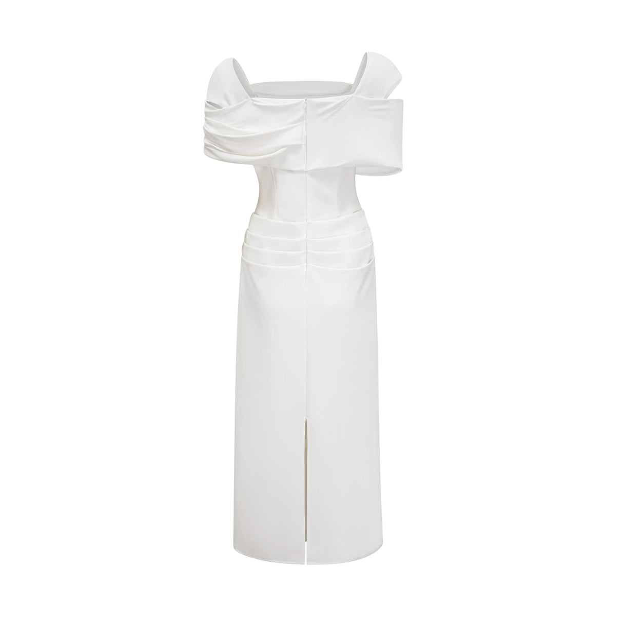 Solara White Draped Midi Dress