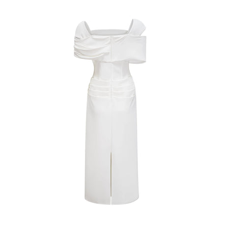 Gelsomina Midi Dress White Draped