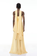 Solène Yellow OffShoulder Ruched Maxi Gown