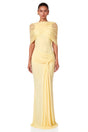 Solenne Yellow Asymmetrical Pleated Maxi Dress