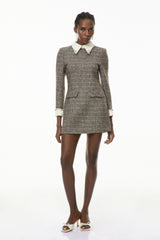 Sóley Grey Herringbone Tweed Mini Dress