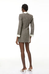Sóley Grey Herringbone Tweed Mini Dress