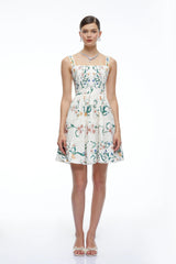 Soline Green Floral Print Ruffled Mini Dress