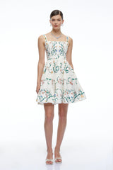 Soline Green Floral Print Ruffled Mini Dress