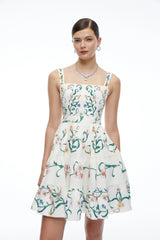 Soline Green Floral Print Ruffled Mini Dress