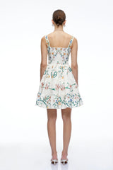 Soline Green Floral Print Ruffled Mini Dress