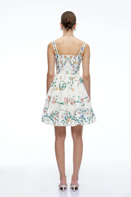Zara Mini Dress Green Floral Print Ruffled