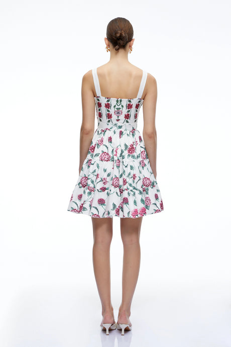 Blair Mini Dress White Floral Print Ruffled