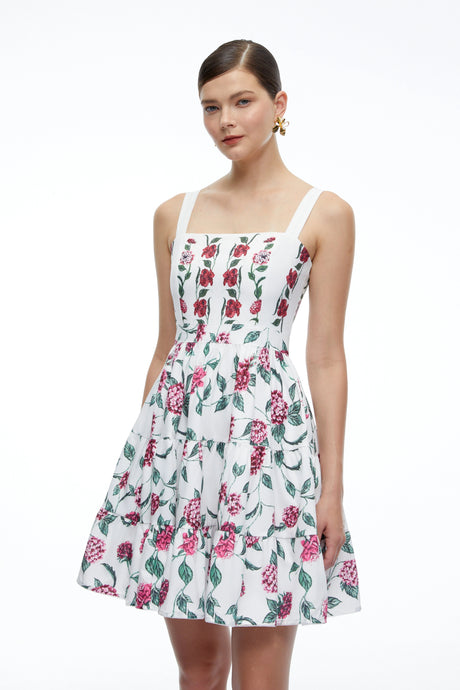 Blair Mini Dress White Floral Print Ruffled