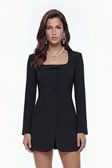 Sonny Black Mini Dress with Bow Detail