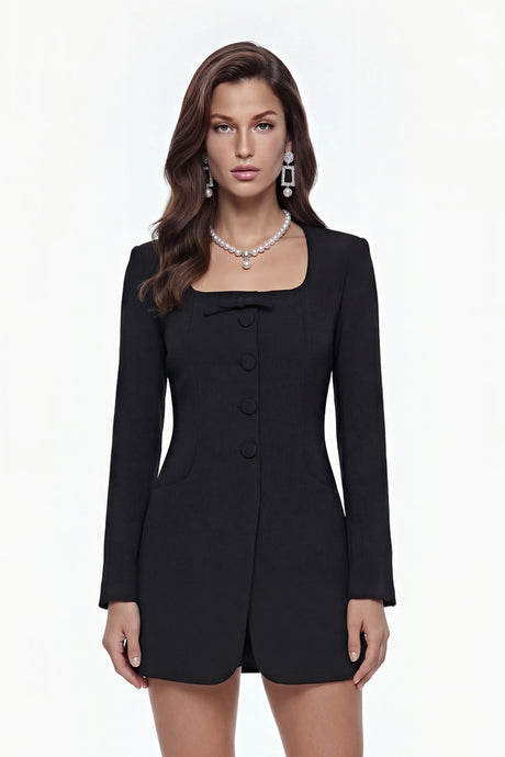 Elettra Mini Dress Black with Bow Detail