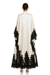 Sophia Cream High Neck Maxi Dress with Lace Trim