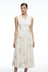 Sorrel White Floral Embroidered Midi Dress