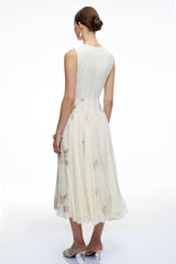 Sorrel White Floral Embroidered Midi Dress