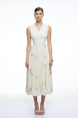Sorrel White Floral Embroidered Midi Dress