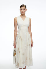 Sorrel White Floral Embroidered Midi Dress