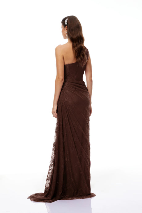 Millie Brown Floral Lace Maxi Gown