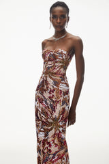 Stefania Pink Off Shoulder Floral Embroidered Maxi Dress