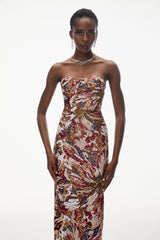Stefania Pink Off Shoulder Floral Embroidered Maxi Dress