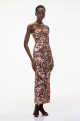 Stefania Pink Off Shoulder Floral Embroidered Maxi Dress