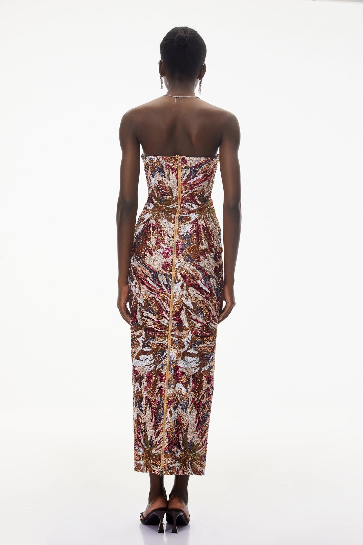 Stefania Pink Off Shoulder Floral Embroidered Maxi Dress