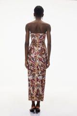 Stefania Pink Off Shoulder Floral Embroidered Maxi Dress