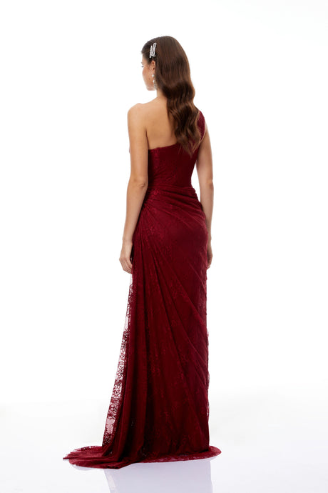 Maia Ruby Red Floral Lace Maxi Gown