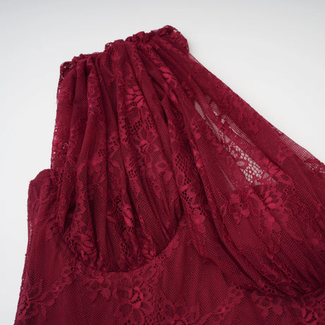 Maia Ruby Red Floral Lace Maxi Gown