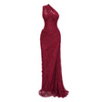 Stefania Ruby Red Floral Lace Maxi Gown