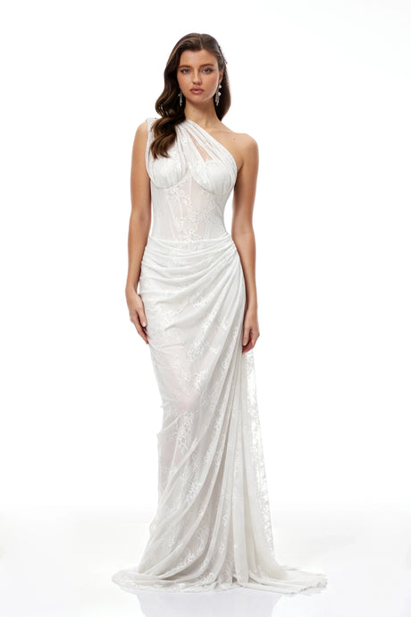 Sloan White Floral Lace Maxi Gown
