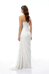 Stefania White Floral Lace Maxi Gown