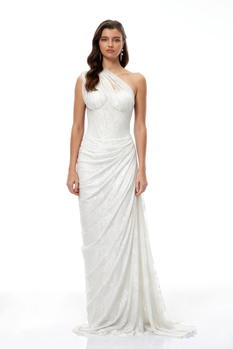 Sloan White Floral Lace Maxi Gown