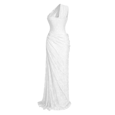 Sloan White Floral Lace Maxi Gown
