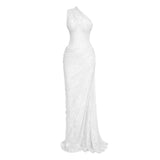 Stefania White Floral Lace Maxi Gown