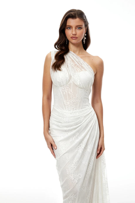 Sloan White Floral Lace Maxi Gown