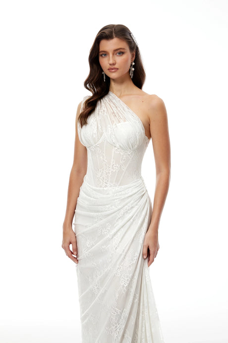 Sloan White Floral Lace Maxi Gown
