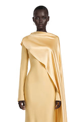 Sultan Yellow Maxi Dress with Satin Shawl